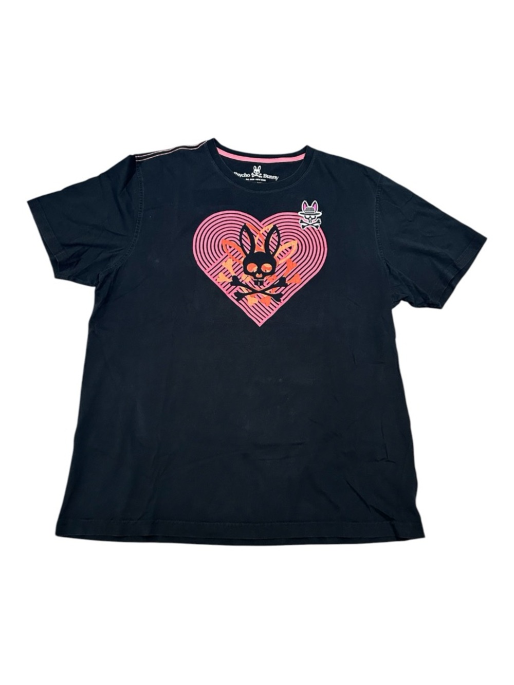 🔥🔥 PSYCHO BUNNY  Men's Heart Bunny Streetwear Graphic T-Shirt Size 8/XL - EUC